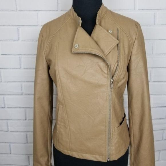 Anthropologie Jackets & Blazers - JACK by BB Dakota Faux Leather Tan Moto Jacket